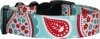 Big Aqua & Red Paisley Dog Collar